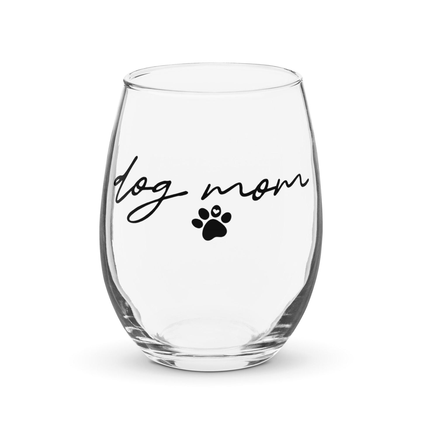 Dog Mom Stemless Wine Glass