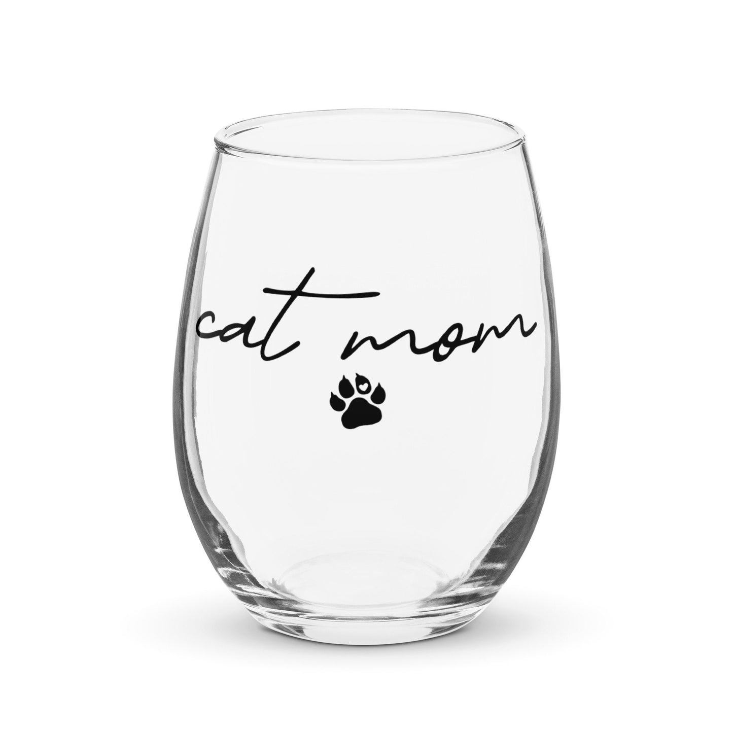 Cat Mom Stemless Wine Glass