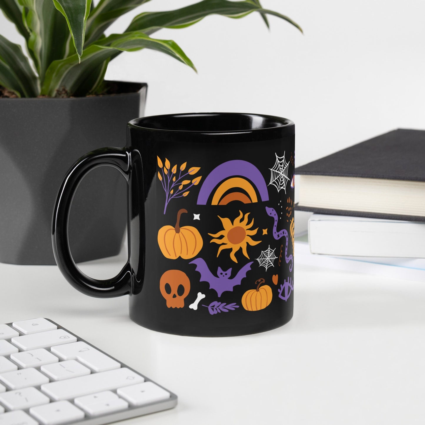 Boho Halloween Black Mug