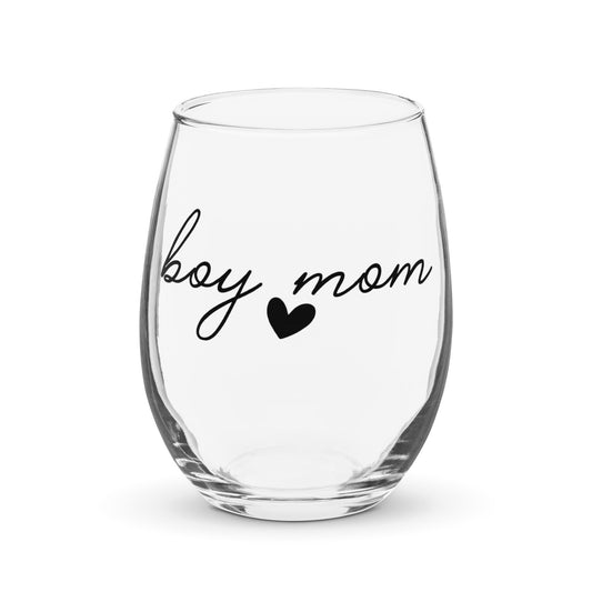 Boy Mom Stemless Wine Glass