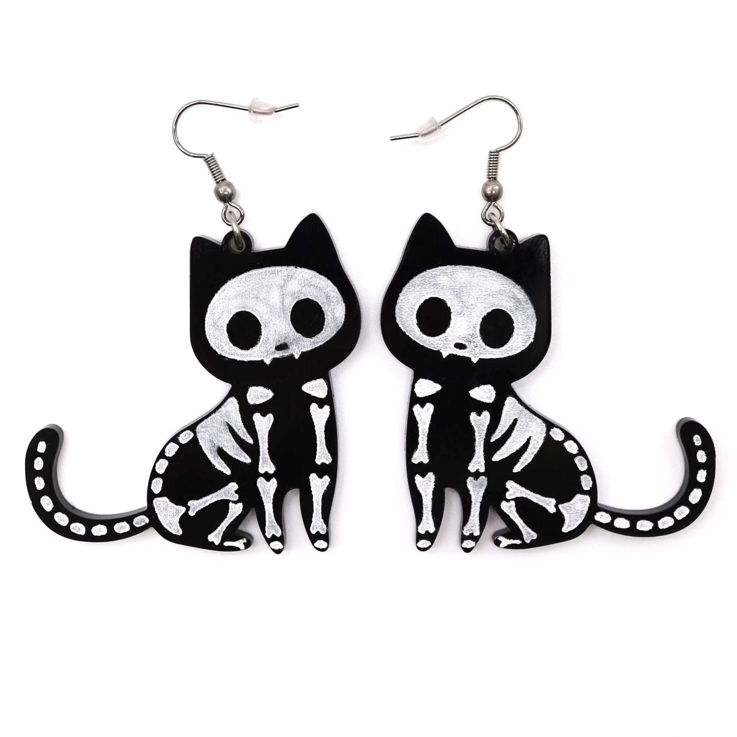 Skeleton Cat Earrings